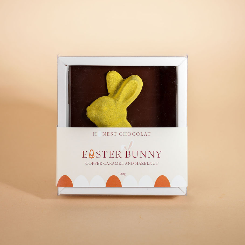 Dark Chocolate Easter Bunny with Coffee Caramel & Hazelnut
