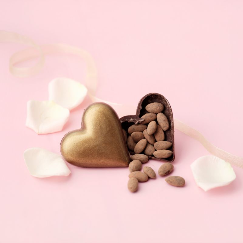 Chocolate Golden Heart with Chocolate Almonds