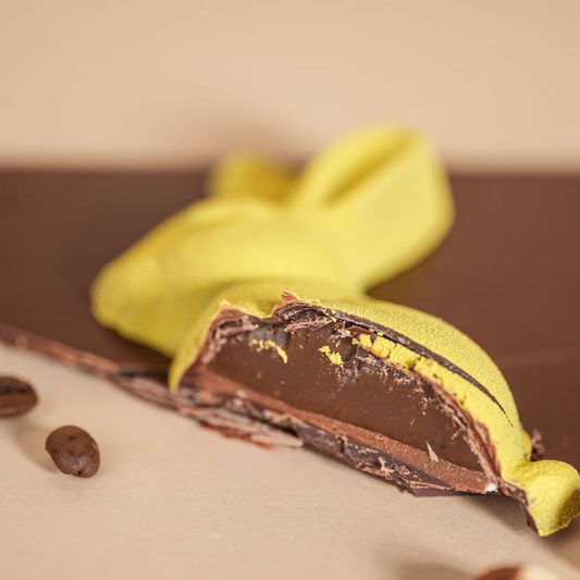 Dark Chocolate Easter Bunny with Coffee Caramel & Hazelnut