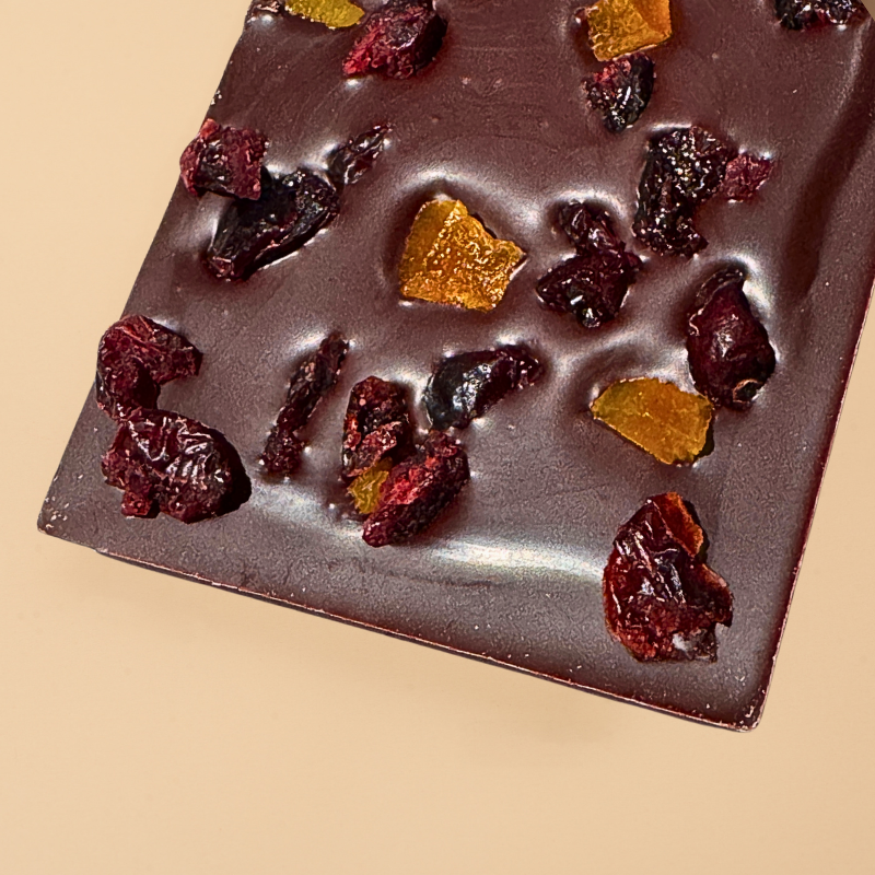 Cranberry & Apricot - Dark Chocolate Bar - 75% Cacao