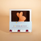 Chocolate Easter bunny in a box with 'Honest Chocolat' branding on a beige background