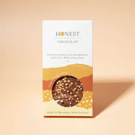Salted Caramel & Buckwheat - Milk Chocolate Bar - 42% Cacao