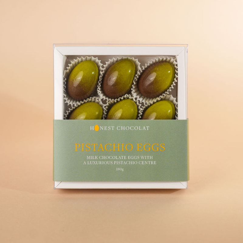 Pistachio Milk Chocolate Easter Eggs – 9 Piece Gift Box