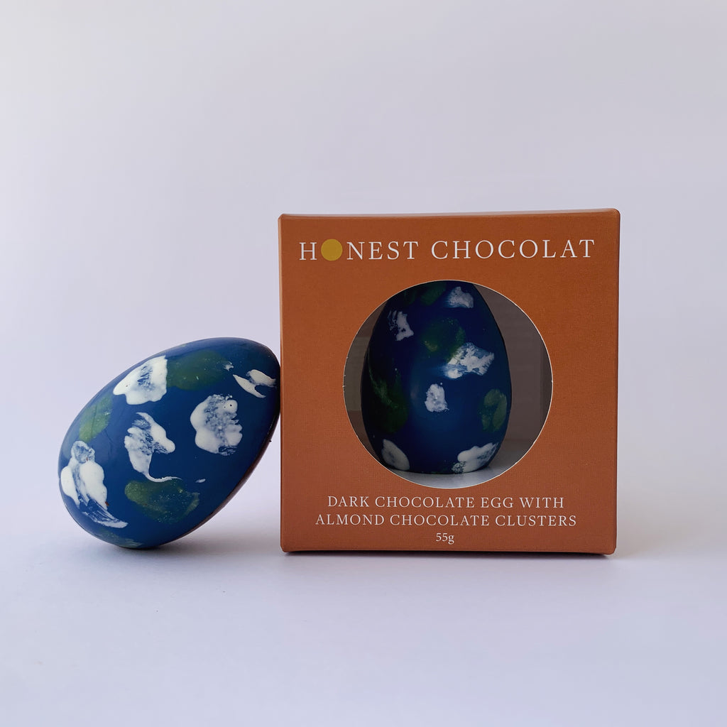 Earth Easter Egg - Dark Chocolate with Almond Chocolate Clusters